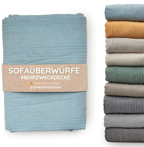 Jarapa Home Tagesdecke Baumwolle Wohndecke – Sofadecke Sofaüberwurf Bettüberwurf Überwurfdecke für Sofa & Bett – Mehrzweckdecke Couch Überwurf Plaid – Dünne gesteppte Decke