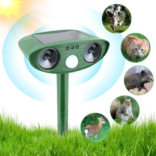 PLLYPE Répulsif Chat Ultrason Exterieur, Répulsif pour Chats Solaire, Ultrason Chat Exterieur, Étanche Repulsif Chat Exterieur, Repulsif Chat Solaire avec Détecteur de Mouvement