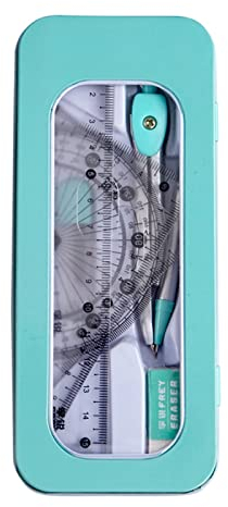 GLigeT Zeichnen Zirkel Math-Geometrie-Kit Set Student Supplies mit Eisenbox-Geometrie-Set, beinhaltet Lineale Winkelmesser-Kompass-Radiergummi-Fleis-Nachfüllungen Geometrie Zirkel