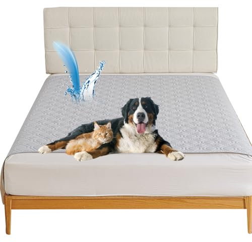 QSZTJJ 99,99 % wasserdichte Hundedecke für Sofa, waschbarer Hundebett-Bezug, tiersicher, große Hundedecke, schützt Bett und Sofa, Haustiersichere Couchabdeckung (Hellgrau, 100 x 127 cm)