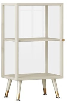 Vitrine Aus Glas Glasvitrine Stehend Vitrine Vitrinenschrank Küchenschrank Sammlerstücke Ausstellungsvitrine Aus Hartglas Spielzeug Organizer Für Sammlerstücke Bücher Wein(Beige,15.7x11.8x29.5in)