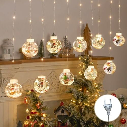 Weihnachtskugeln LED,10 Stück Weihnachtskugeln Transparent,Befüllbare Weihnachtskugelns,Christbaumkugeln,Weihnachtsbaumschmuck,TransParent Christbaumskugeln mit LED