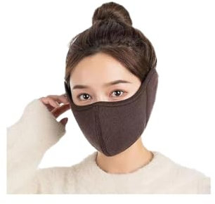 HHuDock Winter Warm Mask With Earmuffs, Dustproof And Cold-Proof Breathable Half Face Mask