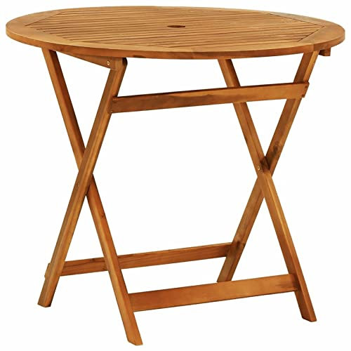 Tavolo da pranzo pieghevole in legno di eucalipto massiccio, 90 x 75 cm, per esterni, barbecue, bistrot, patio, picnic