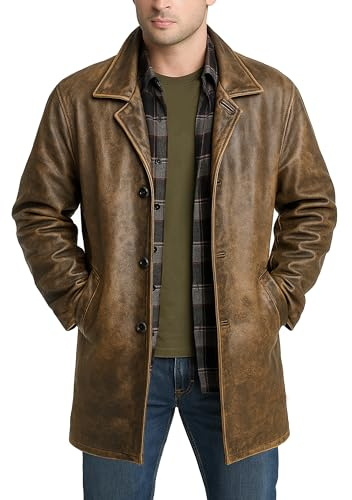 Fashion_First Dean Winchester Supernatural Jensen Ackles Veste vintage en cuir de mouton Manteau pour homme, Marron vieilli., XXL