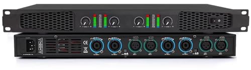 Class D Power Amplifier, Professional Stereo Amplifiers, with XLR Jack Combi Inputs, 1U Rack Space Mountable, For DJ Stage, Live Sound, Conference