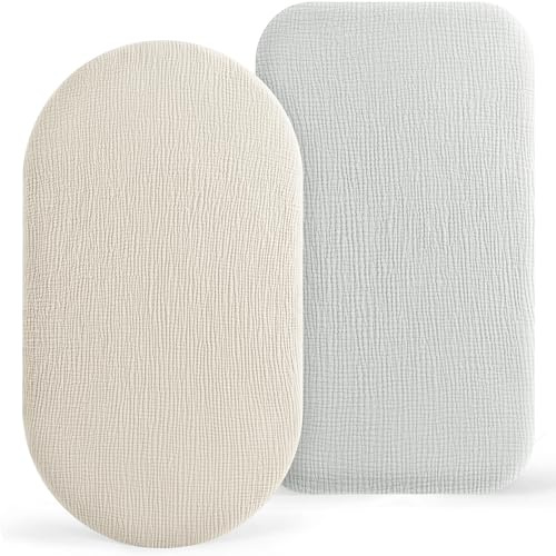 Susurration Juego de 2 sábanas bajeras de muselina, 100 % algodón, protector de colchón para cochecito, 90 x 50 cm (gris)