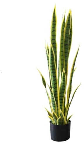 Zstar Konstväxt Sansevieria, 90 cm stor konstgjord ormväxt i kruka, tropisk inomhusväxt stor konstgjorda växter dekoration för hem, vardagsrum, sovrum, kontor, trädgård, gul