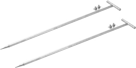 MECCANIXITY 2 Pcs Ground Rod Hot Galvanized Grounding Pin 2.6ft T-Shape Welding Plate Double Hole Grounding Stake for Antenna Satellite Dish Electric Fence