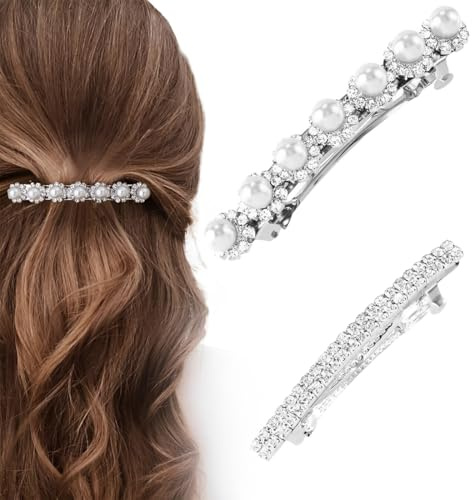 GXGM 2 Pezzi Fermagli per Capelli Strass, Spille Decorative per Damigella d'Onore Fiore Copricapo Matrimonio Fermagli per Capelli Eleganti da Donna Accessori per Capelli Matrimonio