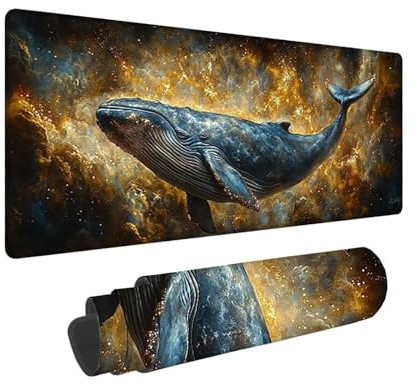 Tapis de Souris de Jeu, 1400 x 600 mm XXL Tapis Souris Gaming Grand, Antidérapant Étanche, Extended Long Clavier Mouse Pad, Accessoire Bureau, pour Gamer, Ordinateur, PC (Baleine étoilée) X-824
