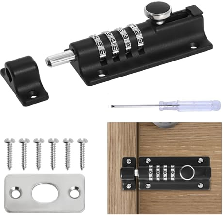 Combination Locking Bolt 120mm 4Digit Slide Latch Lock for Home Garden Gate | Heavy-Duty Zinc Alloy Burglar-Proof and Weatherproof Gate Lock with Anti-Tamper Screws