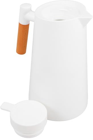 CIYODO Carafe Isotherme en Verre avec Poignée en Bois, 1,2 L, Bouteille D'eau pour Boissons Chaudes et Froides, Pichet Thermique Domestique pour Café, Thé et Usage Quotidien