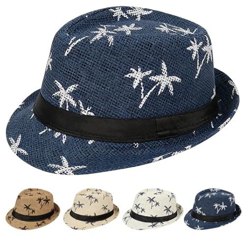 AUNGCSHE Sombrero de paja para hombre, tropical, vacaciones, sombrero para el sol, para carnaval y fiesta temática