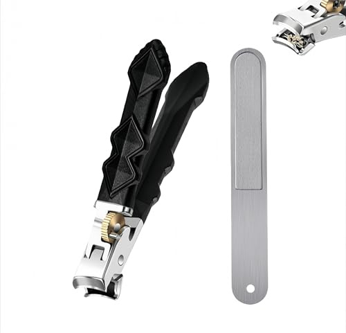 Solymody Orthoclip Nagelknipser Set, Solymody Nagelknipser, Schräger Knipser mit Breiter Backenöffnung und Spritzschutz für dicke Nägel, Senioren und Erwachsene (flacher Mund)