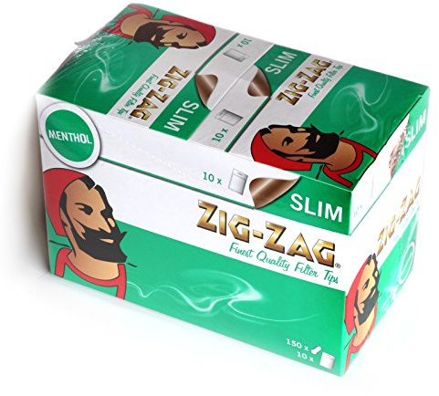OCB 17044 - Zig-Zag Menthol Zigaretten Filter Slim 6 mm - 10 Beutel A, 150 Stück, Mehrlagig, weiß, 15 x 10 x 15 cm