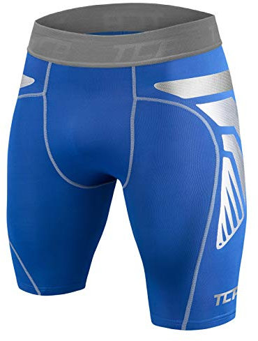 TCA Boys' CarbonForce Pro Compression Base Layer Shorts – Youth Thermal Under Gear for Sports, Football, PE & Training - Varsity Royal, 8-10 Years