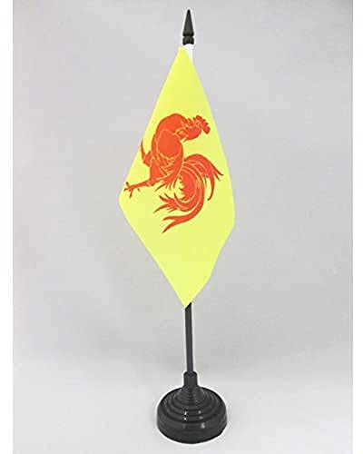 AZ FLAG Drapeau de Table Wallonie 15x10 cm Polyester 100D Socle Plastique | Usage intérieur Drapeau de bureau finition cousue et bords renforcés avec mât en plastique et socle en plastique