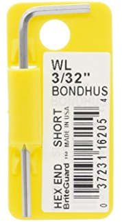 Bondhus 16205 3/81,3 cm Hex Spitze Schlüssel Innensechskantschlüssel mit briteguard Finish, markiert und Barcode, kurz Arm