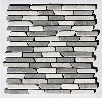 1 qm ST-1-435 Marmor Natursteinmosaik Stäbchenmosaik Hellgrau Beige Weiß Bad-Design Fliesen Lager Verkauf Stein-Mosaik Herne NRW