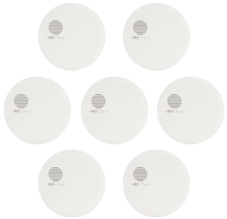 Hekatron Genius Plus – Rauchmelder 10 Jahre Batterie – Testsieger Stiftung Warentest – Made in Germany – inkl. 6X Klebepad – App-unterstützt – Brandmelder – 7er Pack