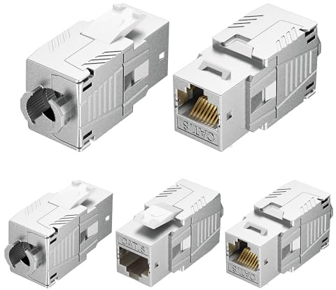 Cable Matters [UL Listed] 5-Pack 40Gbps Shielded RJ45 Cat 8, Cat8 Keystone Jack for Patch Panel, Wall Plate