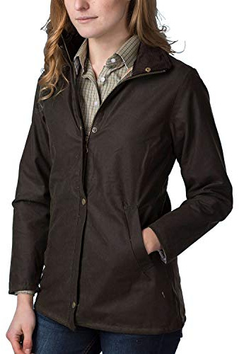 Rydale Ladies Wax Jacket Cawood Lined Waxed Cotton Coat for Walking or Shooting Olive