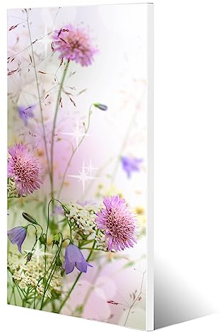 banjado® Magnettafel 37 x 78cm / Magnetwand aus Metall/Magnetpinnwand als Memoboard/Pinnwand Magnettafel Küche, Büro, Kinderzimmer inkl. 4 Magnete & Montageset - Motiv Glitzernde Wiese