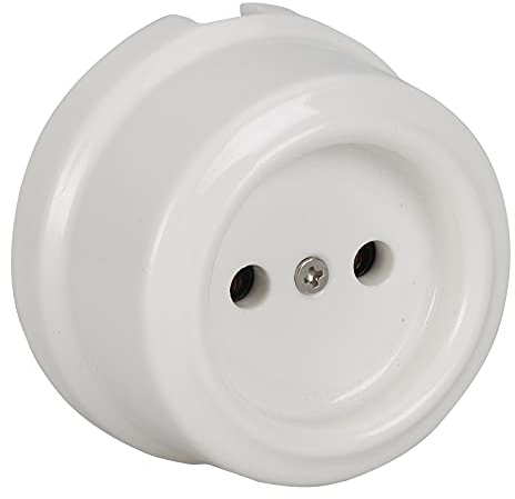 Vintage Enchufe de Porcelana pared SIN TOMA de TIERRA 240V,16A