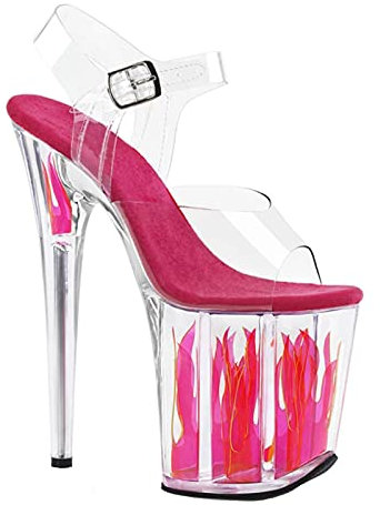 MUYEY Damen Sandalen 20 cm/7.87In Plus Size Heels Peep Heel Damen Plateau Open Toe High Heel Stiletto Pumps Sexy Pole Dance Striptease Für Party Prom Club,Rosa,38