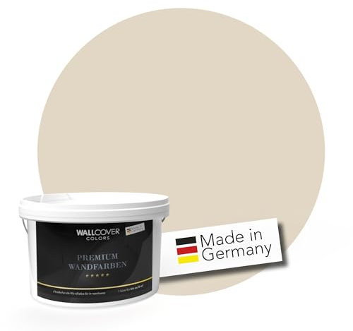 WALLCOVER PREMIUM Wandfarbe Gelb 5L für 40m² | Mildes Lehmgelb | Innenfarbe Edelmatt | Höchste Deckkraft Klasse 1 | Qualität aus Deutschland