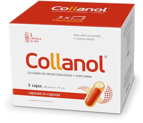 Collanol - una innovación en el cuidado de las articulaciones sanas. Fórmula líquida en cápsula doble. Colágeno 3D + curcumina micelar. 1 cápsula/día. Probado en laboratorio (60 dosis)