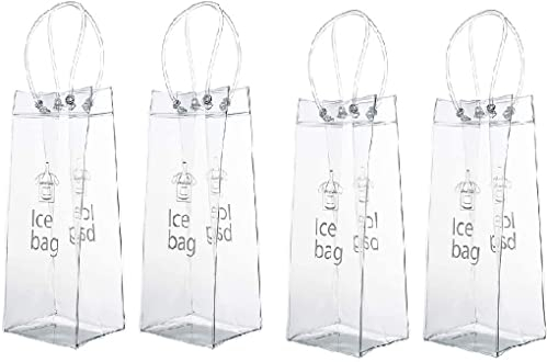 TKTTBD Wein-Eisbeutel-4 Stück PVC Flaschenkühler Eistasche,Tragbare Umweltfreundlich Wein Ice Bag Mit Griff,Für Party, Camping, Tavernen Outdoor, Champagner, Kaltes Bier, Weißwein