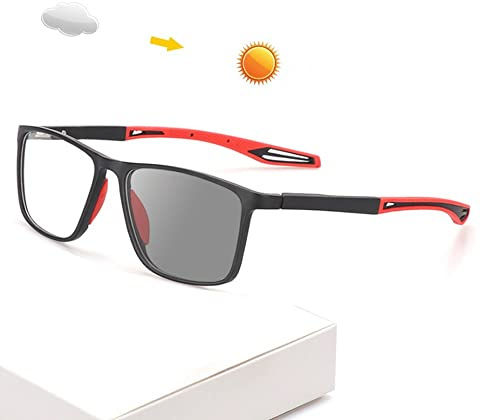 LISSY Photochrome Lesebrillen Unisex Lesehilfe Lesebrille Selbsttönende Asphärische Sonnenbrille Anti UV Outdoor-Sportbrille 1.0 1.5 2.0 2.5 3.0 (Color : Red, Size : +1.50)