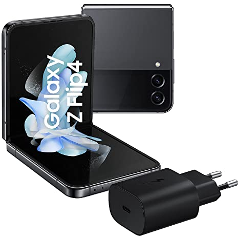 SAMSUNG Galaxy Z Flip4 Smartphone 5G, Caricatore incluso, Sim Free Android Telefono Pieghevole 256GB, Display Display Dynamic AMOLED 2X 6.7”/Super AMOLED 1.9”1,2 Grafite, 2022 [Versione Italiana]