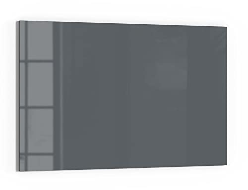 DEQORI Glas-Magnettafel | 60x40 cm groß | Unifarben - Dunkelgrau | Memo-Board aus Glas | Magnetboard inkl. Magnete, Stift & Tuch für Küche & Büro | Tafel magnetisch & beschreibbar
