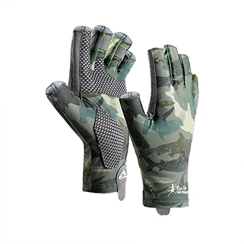 SJTJSPX Fahrradhandschuhe Herren Damen Handschuhe Camo Elastisch Halbfinger Radsporthandschuhe UV Schutz Outdoor Sommerhandschuhe rutschfeste Fingerlos Fitness Handschuhe für Fahren Reiten Angeln