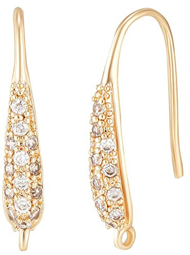 Beebeecraft 1 Schachtel Mit 10 Zirkonia-Ohrringhaken 18-Karätig Vergoldetes Messing Strass-Ohrhaken Mit Schlaufe Französische Ohrring-Zubehörteile Für Die Schmuckherstellung Mit Baumelnden Ohrringen