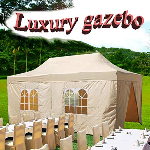3X6m Garden Gazebo Marquee Tent - 100% Waterproof Pop-Up Gazebo - with Multiple Windows - Large Wedding Tent, Beige