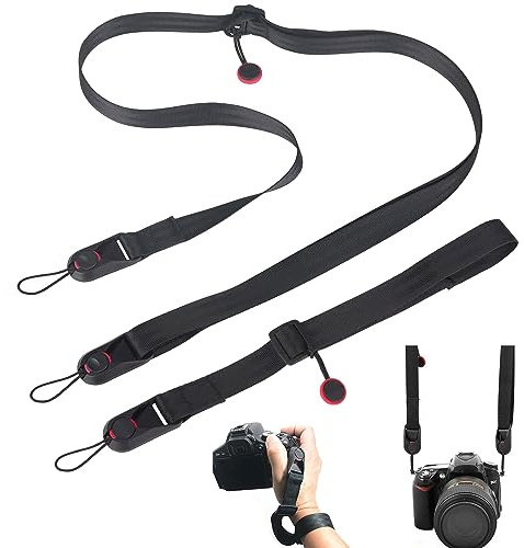ZDNT 2 Pezzi Tracolla per Fotocamera Tracolla Regolabile Fotocamera Sling Tracolla universale Lunghezza regolabile Cinghia Fotocamera Sgancio Rapido Regolabile Tracolla per Canon Nikon Sony DSLR SLR
