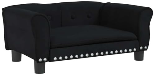 vidaXL Hundebett, Hundekissen mit weicher Polsterung, Hundesofa Hundecouch für kleine Hunde Haustiere, Haustierbett Katzenbett, Schwarz Samt