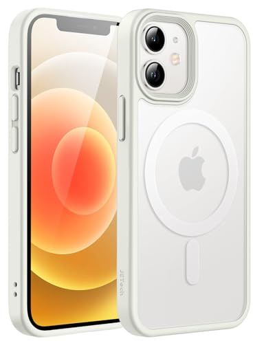 JETech Matte Magnetische Hülle für iPhone 12 mini, Weiß | Kompatibel mit MagSafe, Matte Transluzent Rückseite, Dünn Stoßschutz