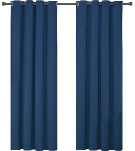 Ystyle Tende Oscuranti 100% Per Interni 2 Pezzi, 140x260cm, Termiche Effetto Lino, Tenda Termica Isolante Freddo E Caldo, Moderne Tende Natalizie Soggiorno Camera Letto Con Anelli, Blu