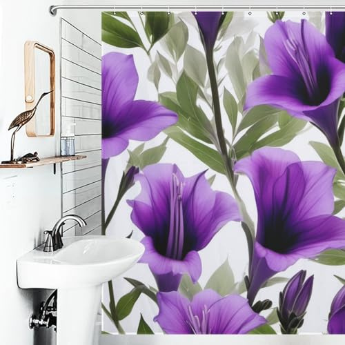 KRISIN Délice de Gentiane Violette Rideau De Douche Polyester Lavable en Machine pour Salle De Bain Rideaux De Salle De Bain Durables