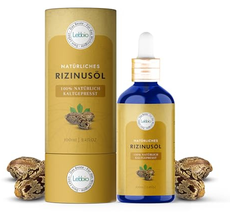 LEBBIO Rizinusöl - 100% reines kaltgepresstes Öl - Castor Oil – Glasflasche + Pipette – Wimpern Serum, Haaröl, natürliche Haarpflege 100% reines kaltgepresstes Öl, natürliche Haarpflege