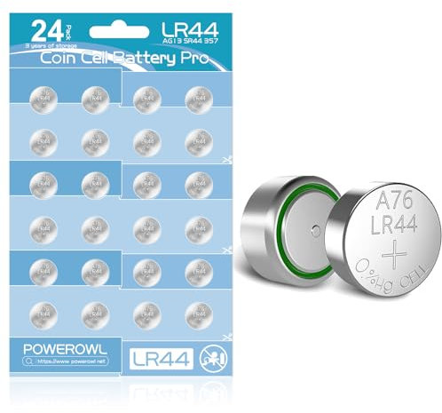 POWEROWL - LR44 Batteries (24 Pack) - High Capacity AG13 357 303 SR44 A76 Battery 1.5V Button Coin Cell Battery