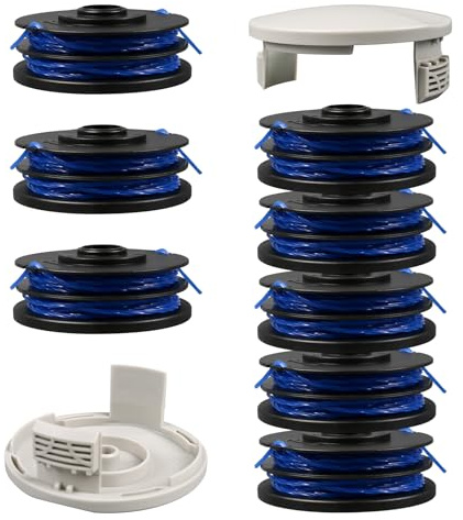 Bobina de repuesto para Ryobi RAC123 5132002671, bobina y línea compatible con Ryobi RLT4027, RLT4125, RLT5027, RLT6030, RLT5127, RLT6130 (8 bobinas 2 cubiertas)