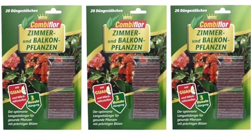 3 Packungen Düngestäbchen für Zimmer- Balkonpflanzen - Selbstauflösende Stäbchen mit Spezialdünger für vielfältige Pflanzen, unterstützt Wurzel-, Blatt- und Triebwachstum, fördert Gesundheit und Farbe