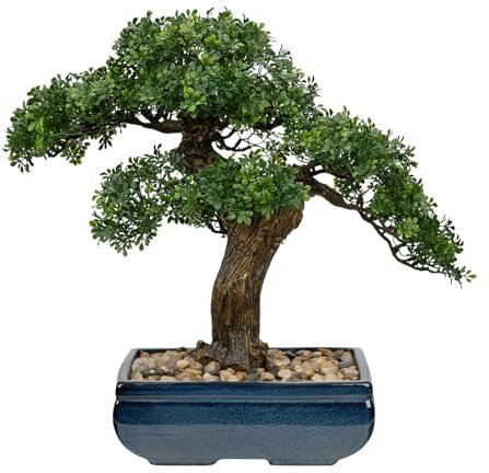 Briful 16.1 Artificial Bonsai Tree Large Fake Plants Podocarpus Bonsai Decoration, Tall Artificial Plants Indoor in Ceramic Pot Faux Indoor Plant for Home Office Desk Decor