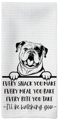 Tzhim Lustige Küchentücher, Geschirrtuch für Küche, Hundeliebhaber, Geschenke für Frauen, englische Bulldogge, englische Bulldogge, Küche, Badezimmer-Dekor, 40,6 x 61 cm